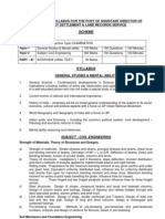 Scheme and Syllabus For The Post of Assistant Director of Survey Settlement & Land Records Service