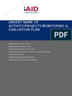 (Insert Name of Activity/Project) Monitoring & Evaluation Plan