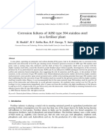 Corrosion Failures of AISI Type 304 Stainless Steel in A Fertiliser Plant