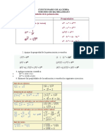 Cuestionario de Algebra Tercero Bachillerato.