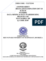 Answer Sheet 5 Semester Regular Examination 2017-18 B.Tech PCS5H002 Data Mining & Data Warehousing Branch: Cse Max Marks: 100 Q. CODE: B307