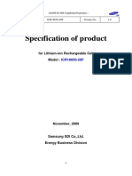 Specification of Product: For Lithium-Ion Rechargeable Cell Model