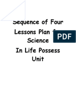 Sequence of Four Lessons Plan For Science in Life Possess Unit