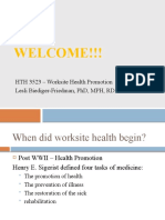 Welcome!!!: HTH 3523 - Worksite Health Promotion Lesli Biediger-Friedman, PHD, MPH, RD, LD