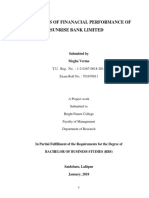 An Analysis of Finanacial Performance of Sunrise Bank Limited