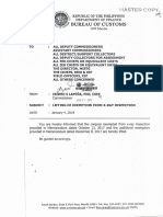 Bureau of Customs Memo 2018 - 01 - 002 Lifting of Exemption From X-Ray Inspection