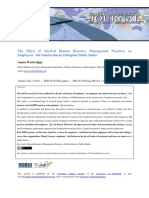 The Effect of Selected Human Resource Management Practices On Employees' Job Satisfaction in Ethiopian Public Banks