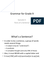 Grammar For Grade 9 II Sentence