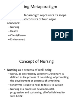 Nursing Metaparadigm: - Nursing's Metaparadigm Represents Its Scope of Practice and Consists of Four Major Concepts