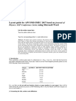 Layout Guide For APCOMS-IMEC 2017 Based On Journal Of: Physics: IOP Conference Series Using Microsoft Word