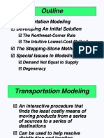 Outline: Transportation Modeling Developing An Initial Solution