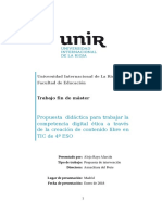 Propuesta Didáctica para Trabajar La Competencia Digital Ética A Través de La Creación de Contenido Libre en TIC de 4º ESO