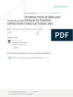 Modeling and Prediction of MRR and Surface Roughness in Turning Operations Using Factorial Met...