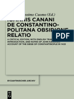 Ioannis Canani de Constantinopolitana Obsidione Relatio