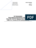 PIP PN03SD0B02 Piping Material Specification 3SD0B02 Class 300, 316/316L Stainless Steel, Butt Weld, 0.000 C.A., Process (PTFE Packing/Gaskets)