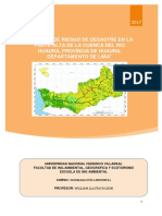 "Análisis de Riesgo de Desastre en La Parte Alta de La Cuenca Del Rio Huaura, Provincia de Huaura, Departamento de Lima" - Grupo 1