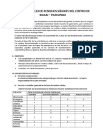 Plan de Manejo de Residuos Sólidos Del Centro de Salud