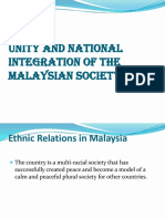 UNITY and National Integration of The Malaysian Society