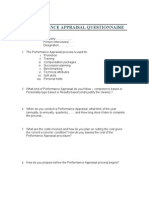 Performance Appraisal Questionnaire