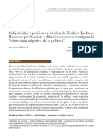 Subjetividad y Política en La Obra de Norbert Lechner. Redes de Producción y Difusión en Que Se Configura La "Dimensión Subjetiva de La Política"