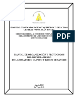 Manual de Organización y Protocolos Del Departamento de Laboratorio Clínico y Banco de Sangre