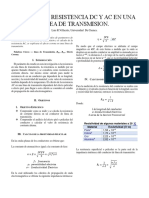 Análisis de Resistencia DC y Ca en Linea de Transmisión