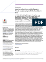 Malaria, Malnutrition, and Birthweight: A Meta-Analysis Using Individual Participant Data