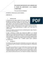 Determinación de Oxigeno Disuelto en Aguas Residuales Domesticas y El Grado de Afectacion A Los Cuerpos Receptores