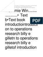 Jimmie Win - Text B - Text Book Introductiointroducti On To Operations Research Billy e Gilletn To Operations Research Billy e Gilletof Introduction