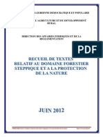 Recueil de Textes Relatif Au Domaine Forestier Et Steppique Et A La Protection de La Nature