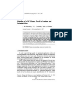 Modeling of A DC Plasma Torch in Laminar and Turbulent Flow