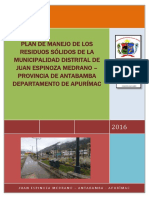 Plan de Manejo de Los Residuos Sólidos de La Municipalidad Distrital de Juan Espinoza Medrano.