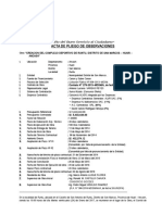 Acta de Pliego de Observaciones de La Obra Complejo Deportivo de Runtu