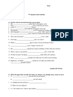 7th Grade Test Paper 2018 Tenses