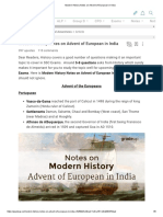 Modern History Notes On Advent of European in India