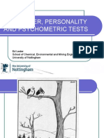 Character, Personality and Psychometric Tests