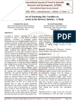 The Impact of Marketing Mix Variables On Consumer Behavior in The Brewery Industry - A Study