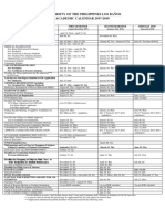 University of The Philippines Los Baños ACADEMIC CALENDAR 2017-2018