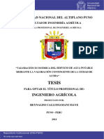 Valoración Económica Del Servicio de Agua Potable Mediante La Valoración Contingente de La Ciudad de Acora