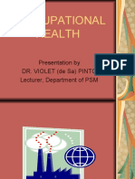 Occupational Health: Presentation by Dr. Violet (De Sa) Pinto Lecturer, Department of PSM