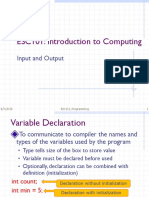 ESC101: Introduction To Computing: Input and Output