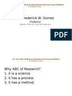 DR Frederick W Gomez... The ABC On The Methods of Educational Research