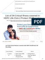 List of 34 Critical Illness Covered in HDFC Life Click 2 Protect 3D Plus Plan