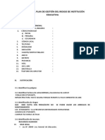 Esquema Del Plan de Gestión Del Riesgo de Institución Educativa