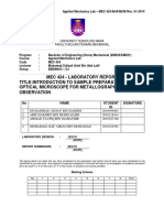 Mec 424 - Laboratory Report Title:Introduction To Sample Preparation and Optical Microscope For Metallographic Observation