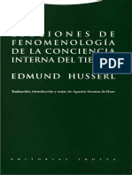 Edmund Husserl-Lecciones de Fenomenología de La Conciencia Interna Del Tiempo.