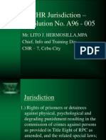 CHR Jurisdiction - Resolution No. A96 - 005: Mr. Lito J. Hermosilla, Mpa Chief, Info and Training Div. CHR - 7, Cebu City