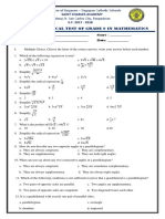 Third Periodical Test of Grade 9 in Mathematics