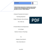 A Study of The Aggressiveness Behavior of Senior High School Students of de La Salle Lipa As Predicted by The Perceived Parenting Styles of Their Parents