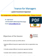 BU7753 Finance For Managers: Capital Investment Appraisal